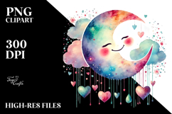 Smiling Moon with Hearts, PNG Product Image 2