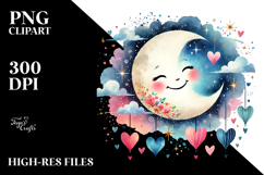 Translucent Moon with Hanging Hearts, PNG Product Image 2