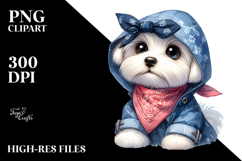 Baby Maltese Bandana Raincoat Clipart Product Image 2