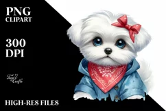 Baby Maltese Bandana Raincoat Clipart Product Image 3