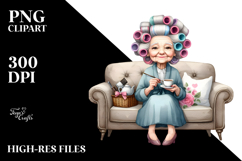 Watercolor Old Lady with Tea Product Image 2