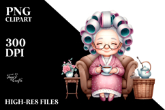 Watercolor Old Lady Sitting Product Image 2