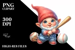 Cute Baby Gnome Playing Baseball in Pastel Product Image 3
