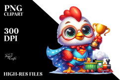 Watercolor Baby Rooster with Superhero Cape PNG Product Image 2