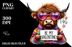 Highland Calf with Heart Shaped Sunglasses PNG Product Image 2