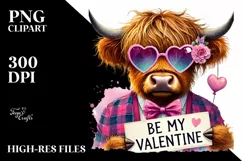 Colorful Highland Calf with Heart Shaped Sunglasses PNG Product Image 2