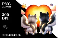 View from Behind Siberian Husky Heart Shape PNG Product Image 2