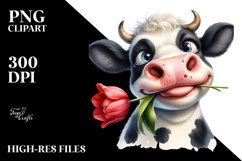 Bored Goofy Tulip Cow Sublimation Clipart Product Image 3