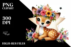 Colorful Deer with Flower Crown PNG Product Image 3