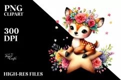 Colorful Deer with Flower Crown PNG Product Image 2
