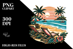 Vintage Tropical Island Beach Chairs PNG Product Image 2