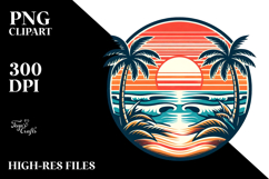 Retro Beach Sunset Clipart Product Image 2