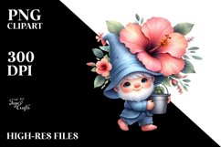 Cute Baby Gnome with Hibiscus PNG Product Image 2