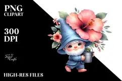 Cute Baby Gnome with Hibiscus PNG Product Image 2