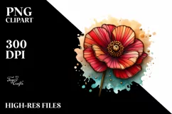 Colorful Stained Poppy | Watercolor Clipart Product Image 3