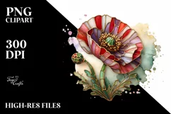Colorful Stained Poppy | Watercolor Clipart Product Image 3
