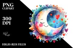 Colorful Smiling Moon PNG Product Image 2