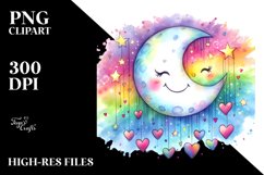 Simple Smiling Moon with Hearts, PNG Product Image 2