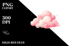 Simple Pinkish Watercolor Cloud PNG Product Image 2