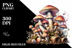 Watercolor Splash Mushroom PNG Product Image 1