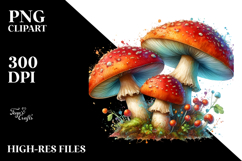 Watercolor Splash Mushroom PNG Product Image 2