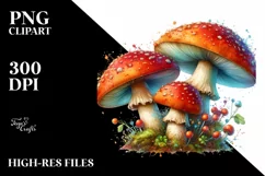 Watercolor Splash Mushroom PNG Product Image 3