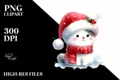 Cute Cat with Santa Hat, Summer PNG Product Image 1