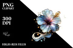 Abstract -Like Hibiscus with Golden Insertions PNG Product Image 2
