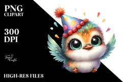 Baby Hummingbird with Party Hat, Watercolor PNG Product Image 2