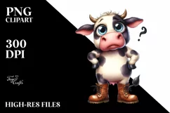 Watercolor Cow with Big Eyes and Boots Product Image 3