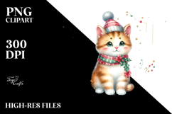 Cute Cat with Christmas Decorations, PNG Product Image 2