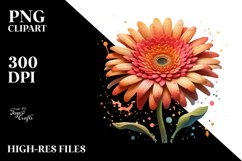 Stained Gerbera Watercolor Splash | Clipart Product Image 1