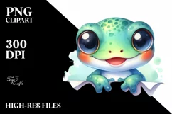 Baby Frog Smiling with Big Eyes on Invisible Paper Product Image 1