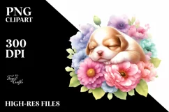 Colorful Cute Puppy Sleeping in Flower Product Image 3