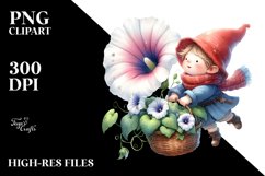 Floating Gnome with Morning Glory PNG Product Image 2