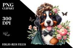 Baby Bernese Mountain Dog Flower Bouquet Clipart Product Image 2