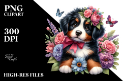 Baby Bernese Mountain Dog Flower Bouquet Clipart Product Image 2