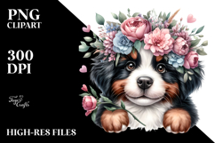 Baby Bernese Mountain Dog Flower Bouquet Clipart Product Image 2