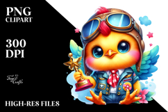Watercolor Baby Chicken with Aviator Suit PNG Product Image 2