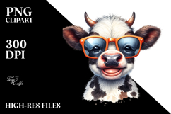 Funny Baby Cow Sunglasses PNG Product Image 2