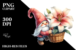 Cute Floating Gnome Watercolor PNG Product Image 2