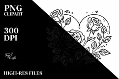 Vintage Heart with Roses, PNG Product Image 2