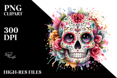 Colorful Skull with Splashes PNG Product Image 2