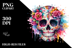 Cute Skull with Splashes PNG Product Image 2