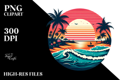 Retro Tropical Beach Sunset Clipart Product Image 2