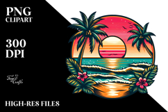 Retro Tropical Beach Sunset PNG Product Image 2