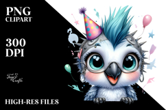 Energetic Baby Parrot with Party Hat, PNG Product Image 2