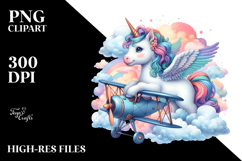colorful Baby Unicorn in Biplane Product Image 2
