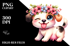 Silly Puppy with Flower Crown, PNG Product Image 2
