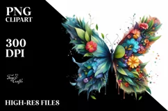 Vibrant Abstract Flower Butterfly PNG Product Image 1